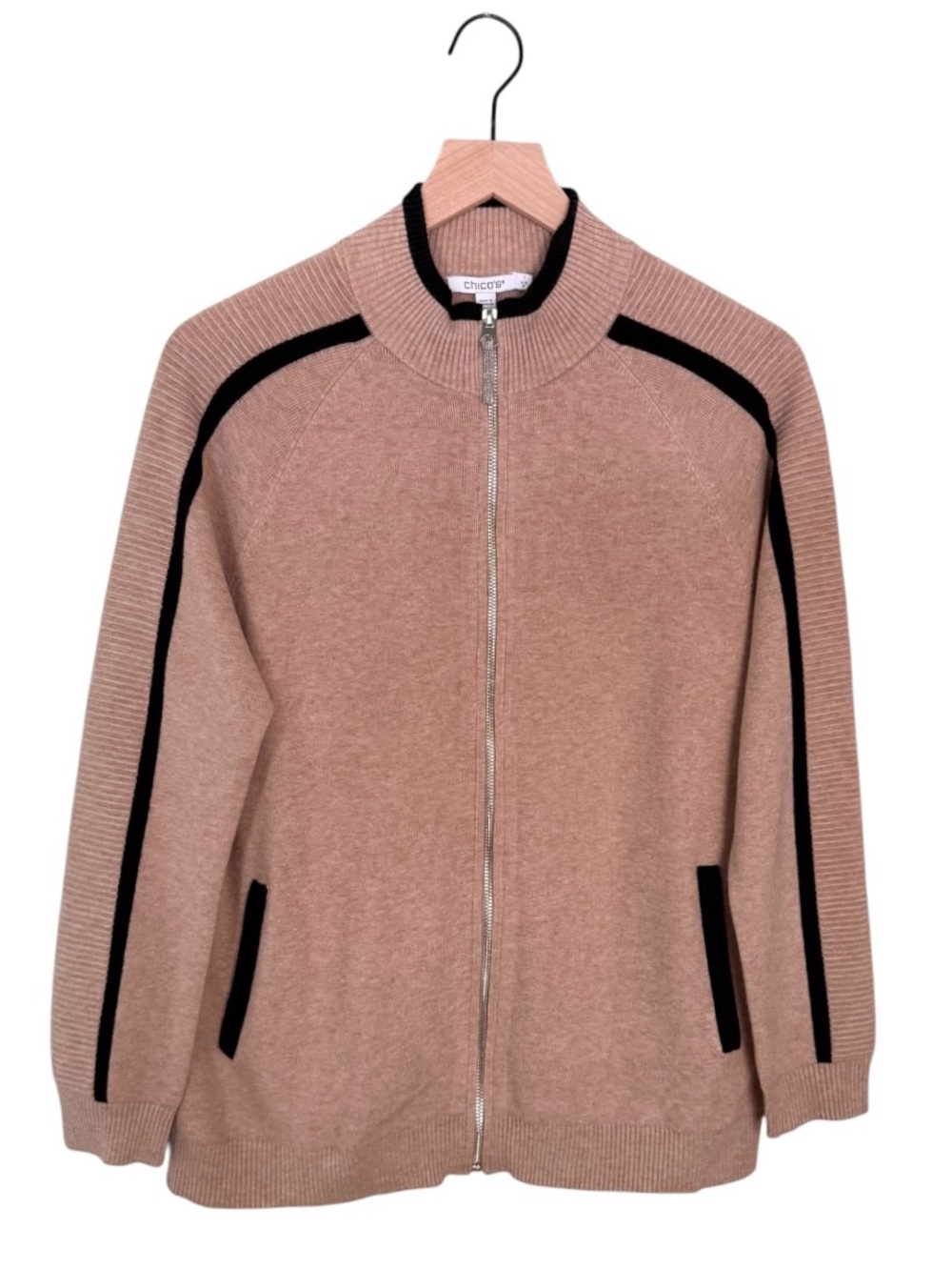 NWT Chico’s Cashmere Zenergy Luxe‎ Cardigan Sweater Full Zip Brown Tan Medium